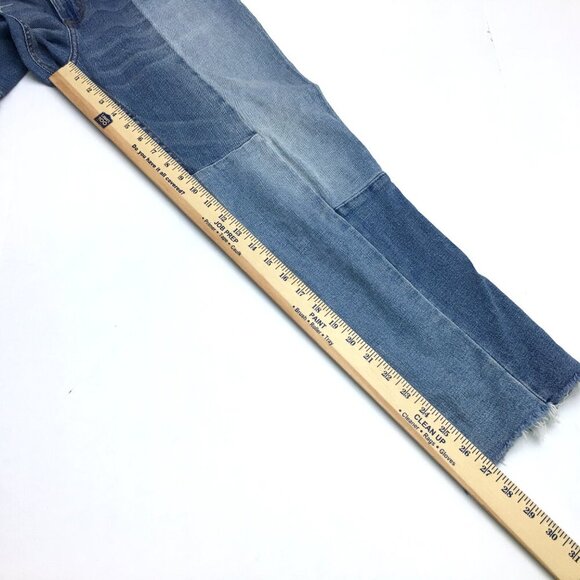Abercrombie & Fitch Jeans Ultra High Rise Patchwork Straight Leg Frayed Hems 2 - Picture 6 of 8